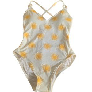 Kate Spade New York Women's V-Neck One-Piece Marigold Sun Print Swimsuit Sz. L
